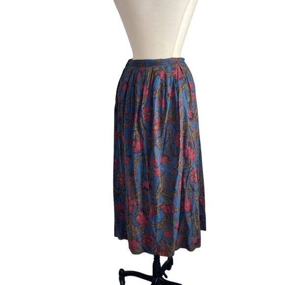 VINTAGE BAY COUNTRY CLASSICS Skirt Womens Sz 10 Blue Floral 80s Cottagecore - Picture 4 of 5